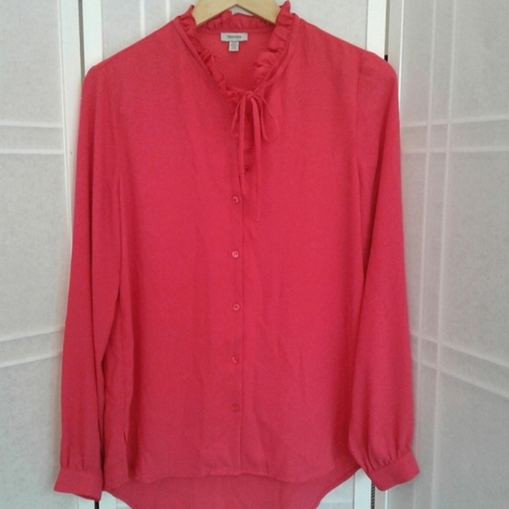 Tristan hot pink blouse long sleeve